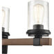 Taos 4 Light 32 inch Matte Black/Wood Grain Vanity Light Wall Light